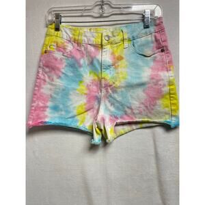 Judy Blue Los Angeles cut off‎ shorts Medium tie die pattern pink blue yellow